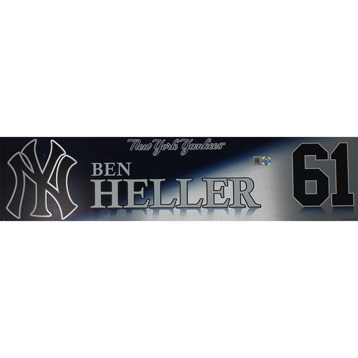 Ben Heller New York Yankees 2017 Game Used #61 Locker Room Nameplate (10/1/2017)(JC009634)