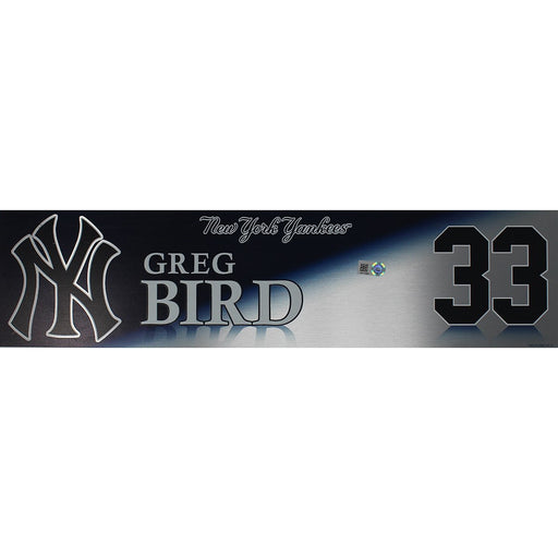 Greg Bird New York Yankees 2017 ALDS Game Used #33 Locker Room Nameplate (10/9/2017)(JC283005)