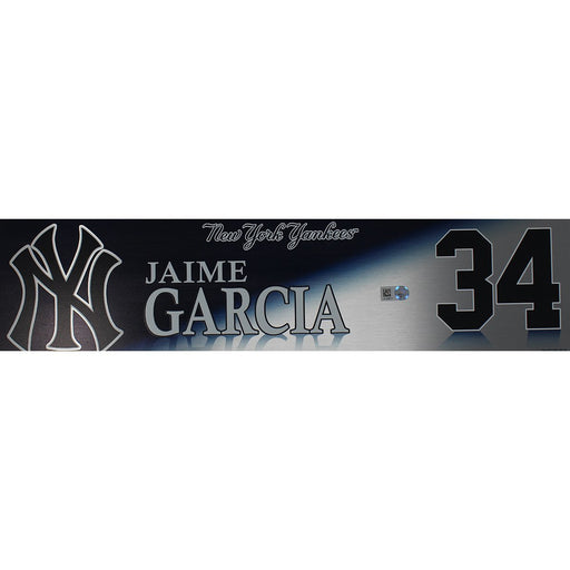 Jaime Garcia New York Yankees 2017 ALDS Game Used #34 Locker Room Nameplate (10/8/2017)(JC009711)