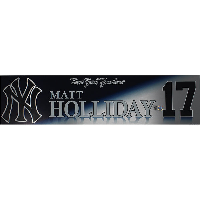 Matt Holliday New York Yankees 2017 ALDS Game Used #17 Locker Room Nameplate (10/8/2017)(JC009719)