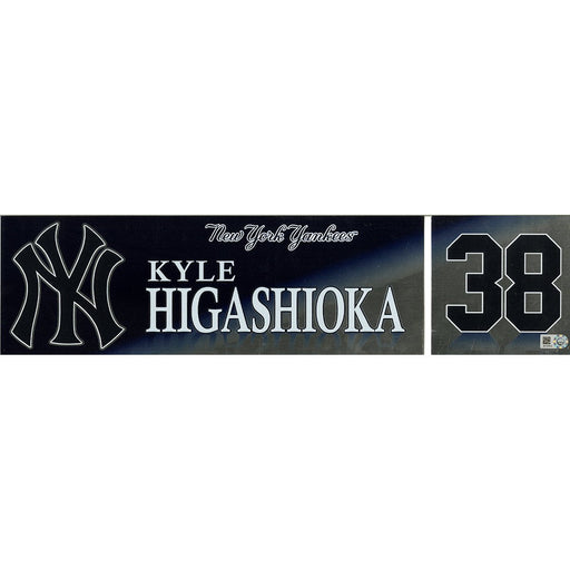 Kyle Higashioka New York Yankees 2017 Game Used #38 Locker Room Nameplate (Broken in Half)(4/10/2017)(JB727513)