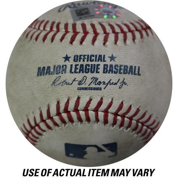 Astros at Yankees 8/29//2017 ALCS Game Used Baseball (Foul - Curveball - Pitch Number: 1  Pitch Speed: 80.1 MPH  Balls 0 Strikes 1.(JC009027)