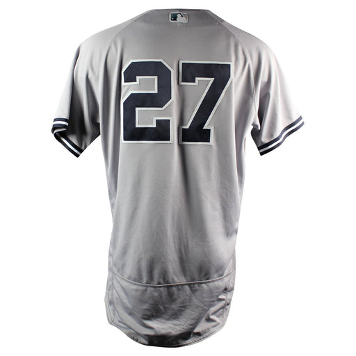 Giancarlo Stanton New York Yankees 2018 Road Game Used #27 Jersey (5/23/2018) (JC331875) (1-4 1 Run, Single)