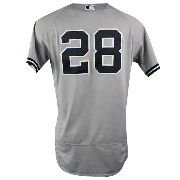 Austin Romine New York Yankees 2018 ALDS Game Used #28 Road Gray Jersey