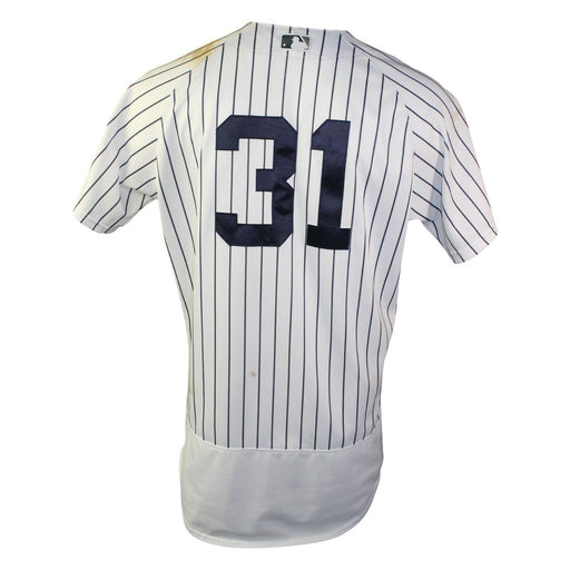 Aaron Hicks New York Yankees 2018 Home Game Used #31 Pinstripe Jersey (8/1/2018) (JC052899) (1-4  2 R 1 BB)