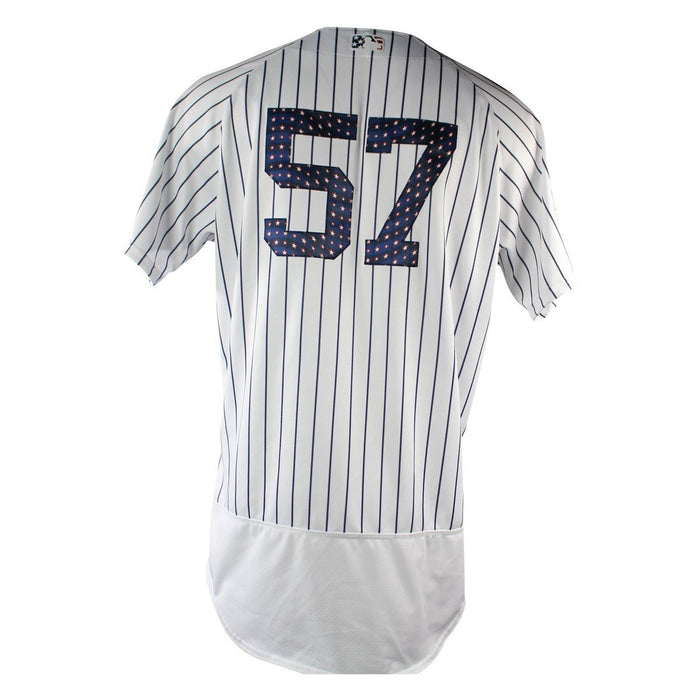 Chad Green New York Yankees 2018 Home Game Used  #57 Pinstripe Jersey (4th Of July) (7/4/2018) (JC052532)