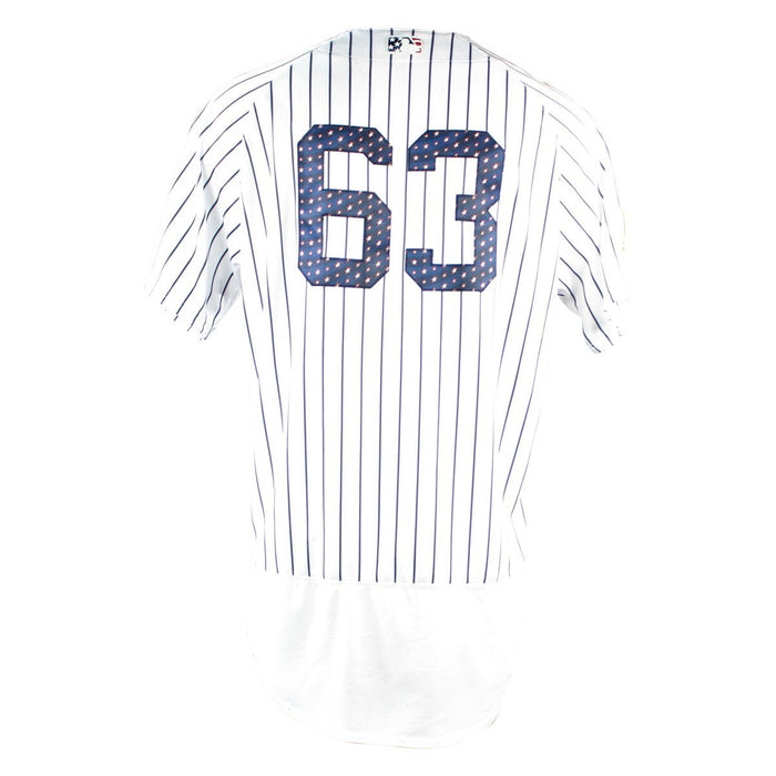 Marcus Thames New York Yankees 2018 Home Game Used  #63 Pinstripe Jersey (4th Of July) (7/4/2018) (JC052533)