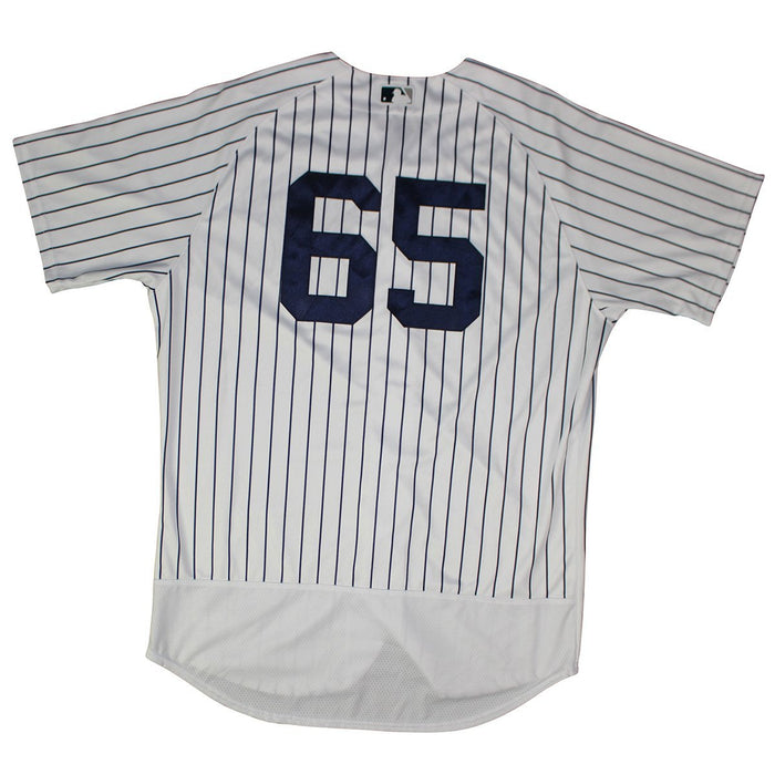 Jonathan Holder New York Yankees 2018 Spring Training Opening Day Home Game Used #65 Pinstripe Jersey (2/23/2018) (JC038351)