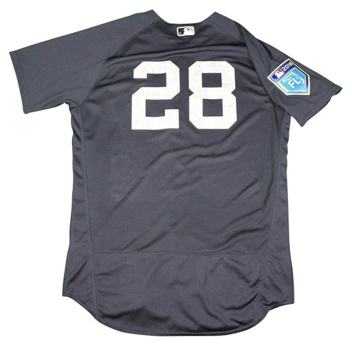 Austin Romine New York Yankees 2018 Spring Training Game Used #28 Road BP Top  (2/25/18) (JC038368)