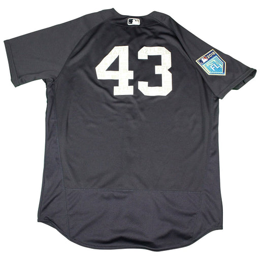 Adam Warren New York Yankees 2018 Spring Training Game Used #43 Road BP Top  (2/24/18) (JC038284)