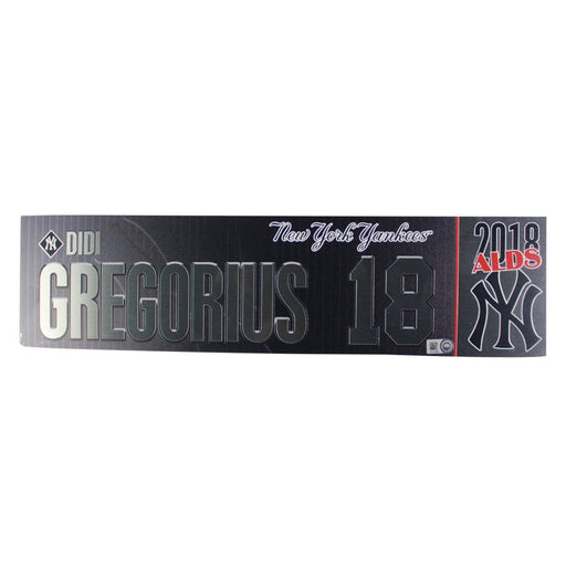 Didi Gregorius New York Yankees 2018 ALDS Game Used #18 Locker Room Nameplate (10/9/2018) (JB745697)