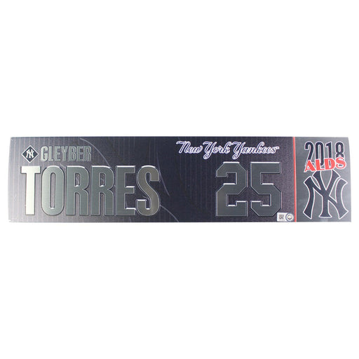 Gleyber Torres New York Yankees 2018 ALDS Game Used #25 Locker Room Nameplate (10/9/2018) (JB745705)