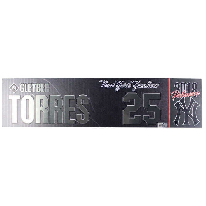 Gleyber Torres New York Yankees 2018 AL Wild Card Game Used #25 Locker Room Nameplate (10/3/2018) (JB745579)