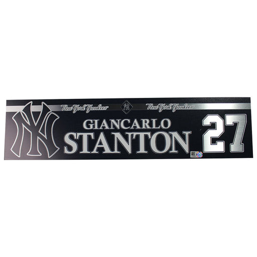 Giancarlo Stanton New York Yankees 2018 Game Used #27 Locker Room Nameplate (43365) (JD206936)