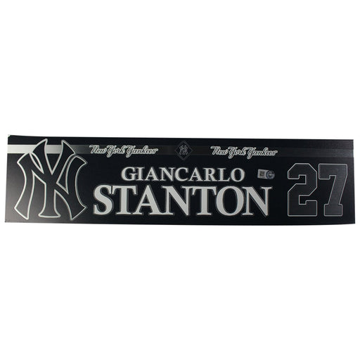 Giancarlo Stanton New York Yankees 2018 Game Used #27 Locker Room Nameplate (9/23/2018) (JB745467)