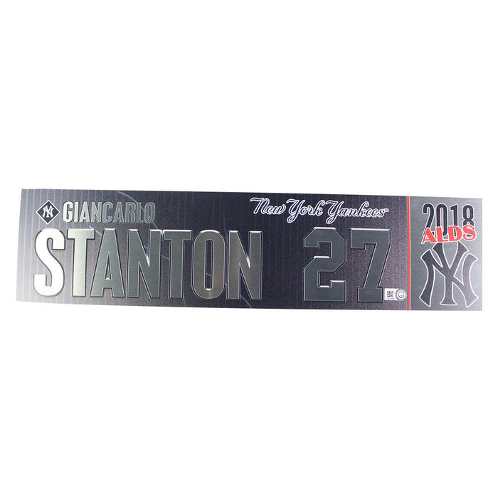 Giancarlo Stanton New York Yankees 2018 ALDS Game Used #27 Locker Room Nameplate (10/9/2018) (JB745693)