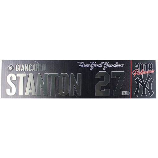 Giancarlo Stanton New York Yankees 2018 AL Wild Card Game Used #27 Locker Room Nameplate (10/3/2018) (JB745567)