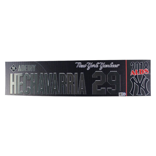 Adeiny Hechavarria New York Yankees 2018 ALDS Game Used #29 Locker Room Nameplate (10/9/2018) (JB745699)