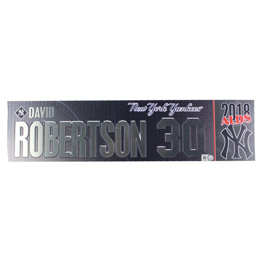 David Robertson New York Yankees 2018 ALDS Game Used #30 Locker Room Nameplate (10/9/2018) (JB745711)