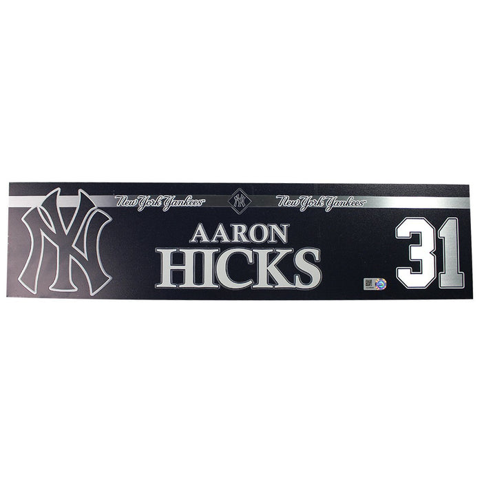 Aaron Hicks New York Yankees 2018 Game Used #31 Locker Room Nameplate (43365) (JD206935)