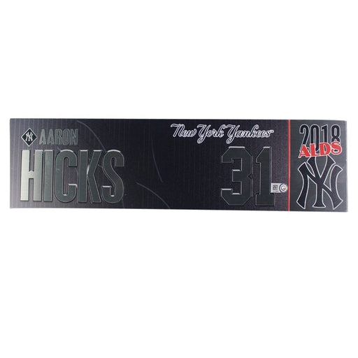 Aaron Hicks New York Yankees 2018 ALDS Game Used #31 Locker Room Nameplate (10/9/2018) (JB745694)