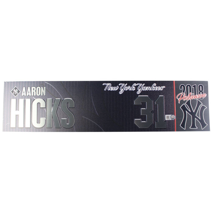 Aaron Hicks New York Yankees 2018 AL Wild Card Game Used #31 Locker Room Nameplate (10/3/2018) (JB745568)