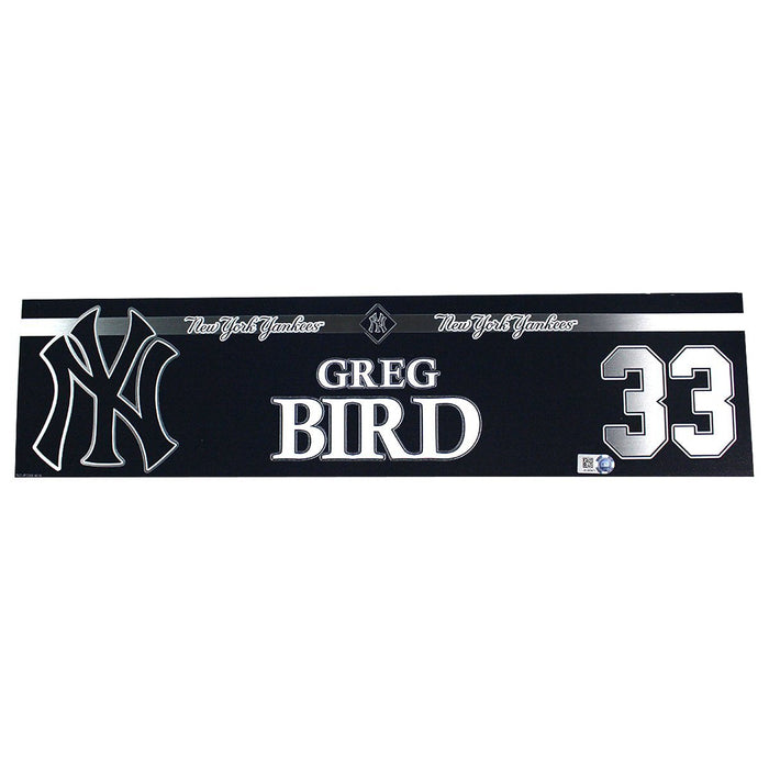 Greg Bird New York Yankees 2018 Game Used #33 Locker Room Nameplate (5/30/2018) (JC283471)