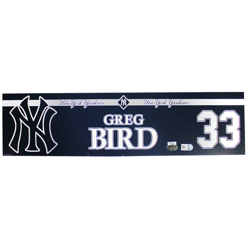 Greg Bird New York Yankees 2018 Game Used #33 Locker Room Nameplate (8/19/2018) (JC206649)