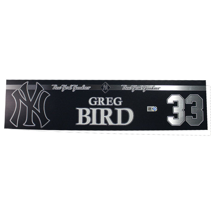 Greg Bird New York Yankees 2018 Game Used #33 Locker Room Nameplate (9/18/2020) (JB745440)