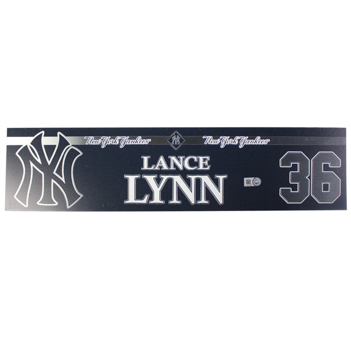 Lance Lynn New York Yankees 2018 Game Used #36 Locker Room Nameplate (9/23/2018) (JB745459)