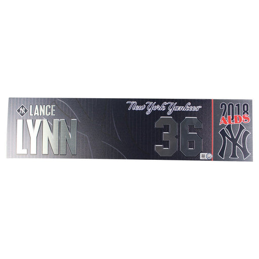 Lance Lynn New York Yankees 2018 ALDS Game Used #36 Locker Room Nameplate (10/9/2018) (JB745686)