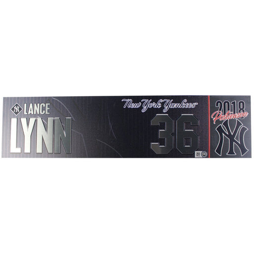 Lance Lynn New York Yankees 2018 AL Wild Card Game Used #36 Locker Room Nameplate (10/3/2018) (JB745561)