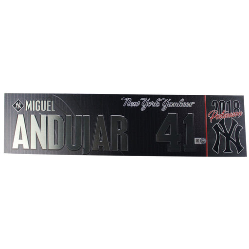 Miguel Andujar New York Yankees 2018 AL Wild Card Game Used #41 Locker Room Nameplate (10/3/2018) (JB745582)