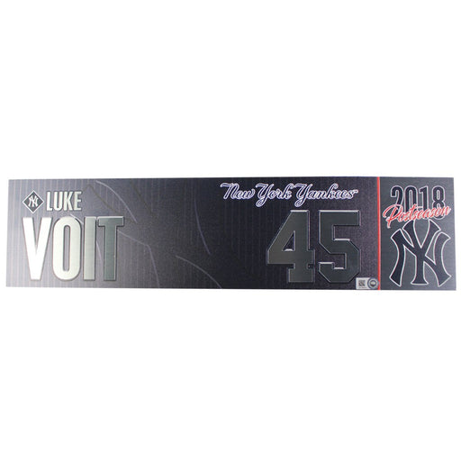 Luke Voit New York Yankees 2018 AL Wild Card Game Used #45 Locker Room Nameplate (10/3/2018) (JB745572)