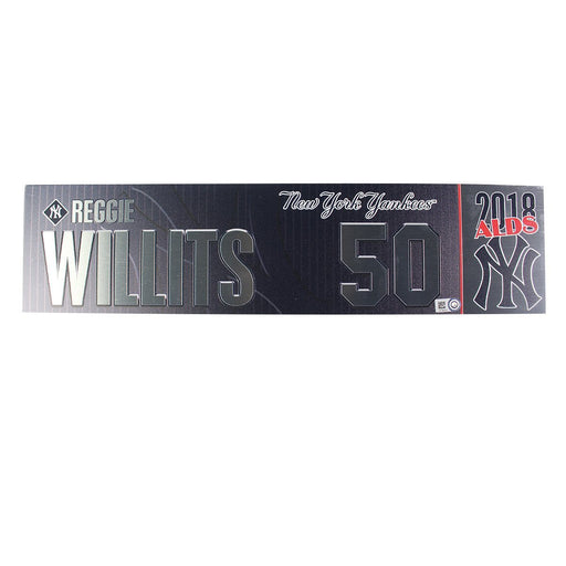 Reggie Willits New York Yankees 2018 ALDS Game Used #50 Locker Room Nameplate (10/9/2018) (JB745721)