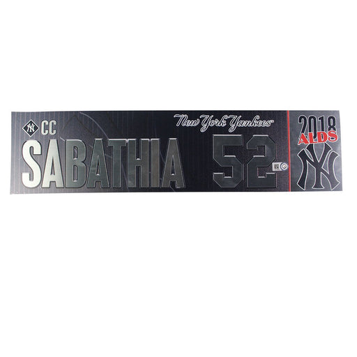 CC Sabathia New York Yankees 2018 ALDS Game Used #52 Locker Room Nameplate (10/9/2018) (JB745691)