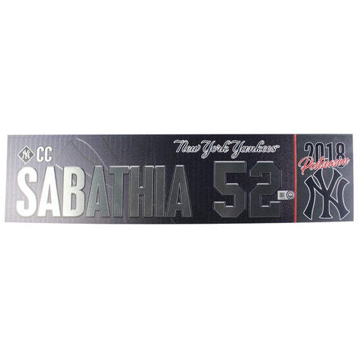 CC Sabathia New York Yankees 2018 AL Wild Card Game Issued #52 Locker Room Nameplate (10/3/2018) (JB745565)