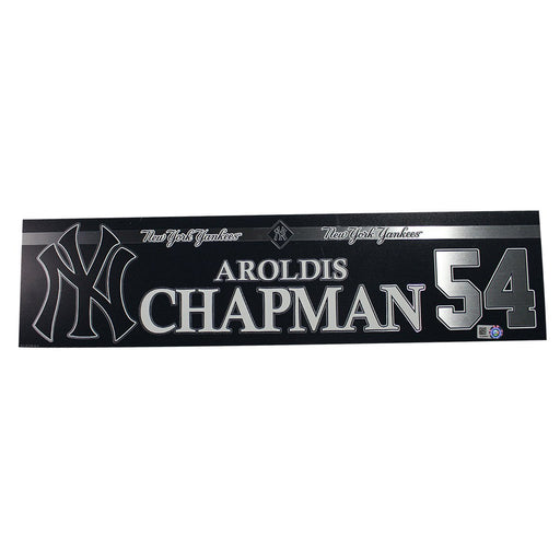 Aroldis Chapman New York Yankees 2018 Game Used #54 Locker Room Nameplate (43365) (JD206930)