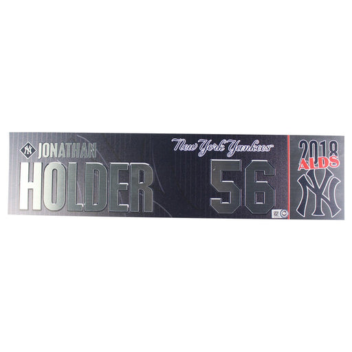 Jonathan Holder New York Yankees 2018 ALDS Game Used #56 Locker Room Nameplate (10/9/2018) (JB745709)