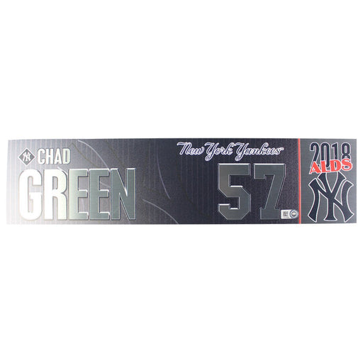 Chad Green New York Yankees 2018 ALDS Game Used #57 Locker Room Nameplate (10/9/2018) (JB745685)