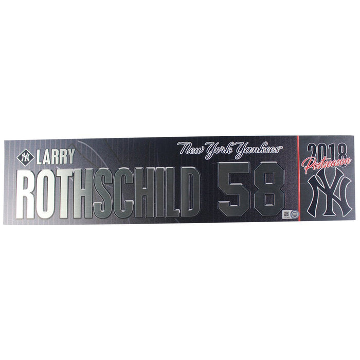 Larry Rothschild New York Yankees 2018 AL Wild Card Game Used #58 Locker Room Nameplate (10/3/2018) (JB745591)