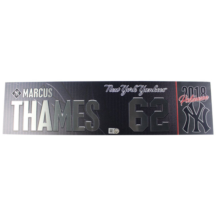 Marcus Thames New York Yankees 2018 AL Wild Card Game Used #62 Locker Room Nameplate (10/3/2018) (JB745594)