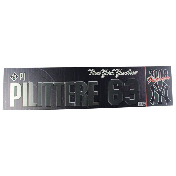 P.J. Pilittere New York Yankees 2018 AL Wild Card Game Used #63 Locker Room Nameplate (10/3/2018) (JB745597)