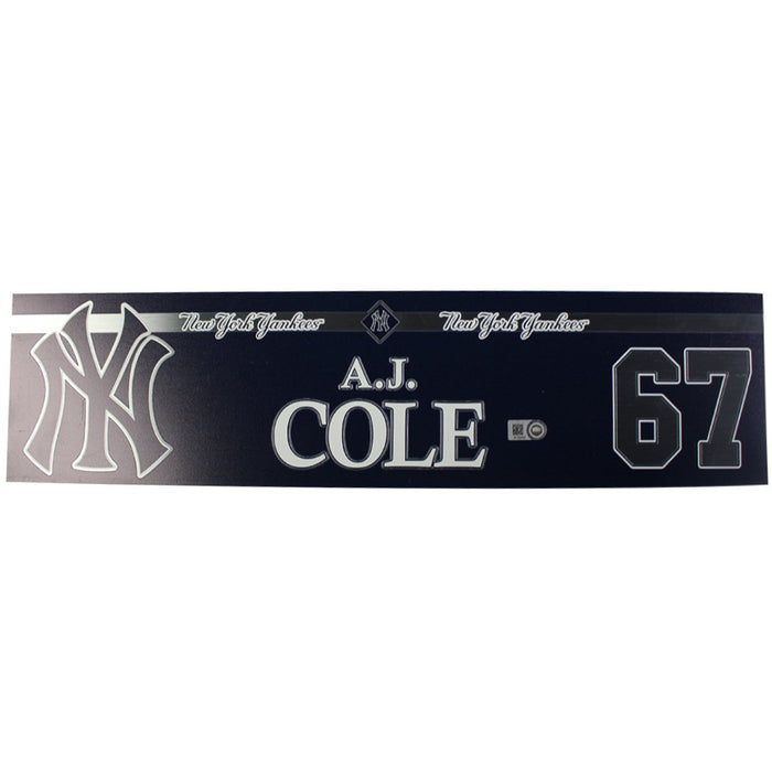 A.J. Cole New York Yankees 2018 Game Used #67 Locker Room Nameplate (9/23/2018) (JB745455)