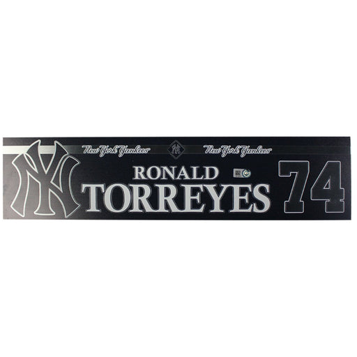 Ronald Torreyes New York Yankees 2018 Game Used #74 Locker Room Nameplate (9/23/2018) (JB745477)