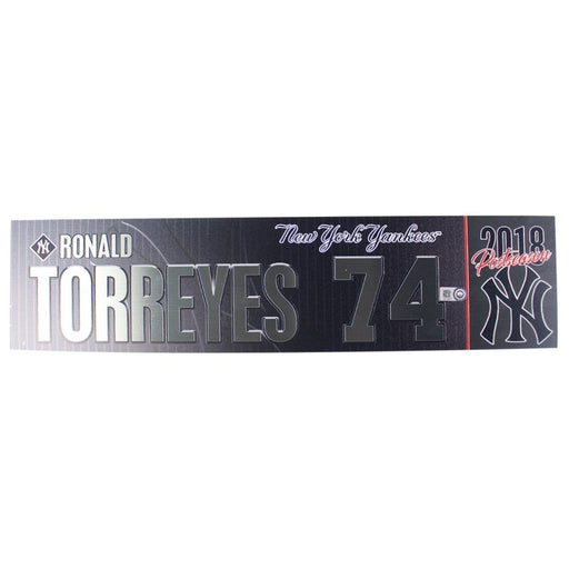 Ronald Torreyes New York Yankees 2018 AL Wild Card Game Issued #74 Locker Room Nameplate (10/3/2018) (JB745577)