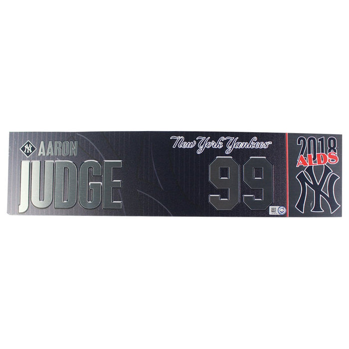 Aaron Judge New York Yankees 2018 ALDS Game Used #99 Locker Room Nameplate (10/9/2018) (JB745704)