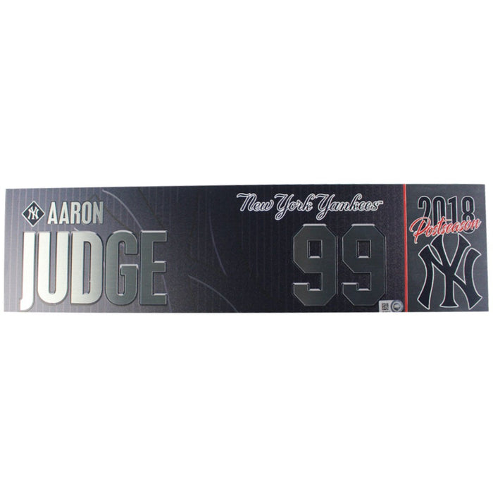 Aaron Judge New York Yankees 2018 AL Wild Card Game Used #99 Locker Room Nameplate (10/3/2018) (JB745578)