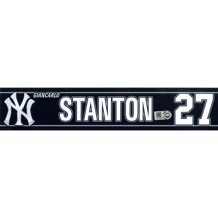 Giancarlo Stanton New York Yankees Spring Training 2018 Game Used #27 Locker Room Nameplate (3/17/2018) (JD123988)