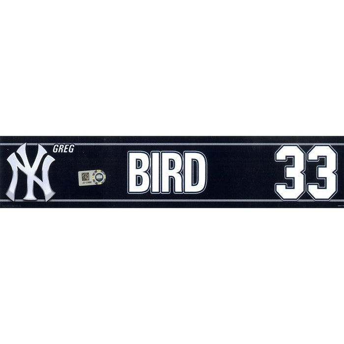 Greg Bird New York Yankees Spring Training 2018 Game Used #33 Locker Room Nameplate (3/17/2018) (JD123986)